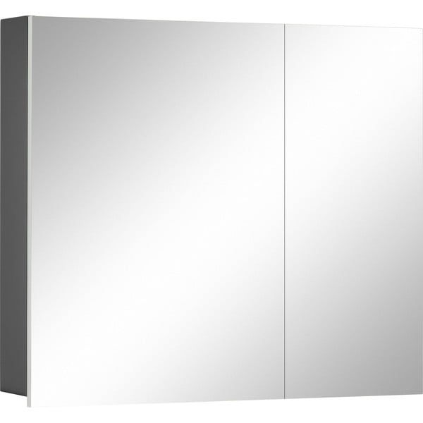 Сив стенен шкаф за баня с огледало , 80 x 70 cm Wisla - Støraa