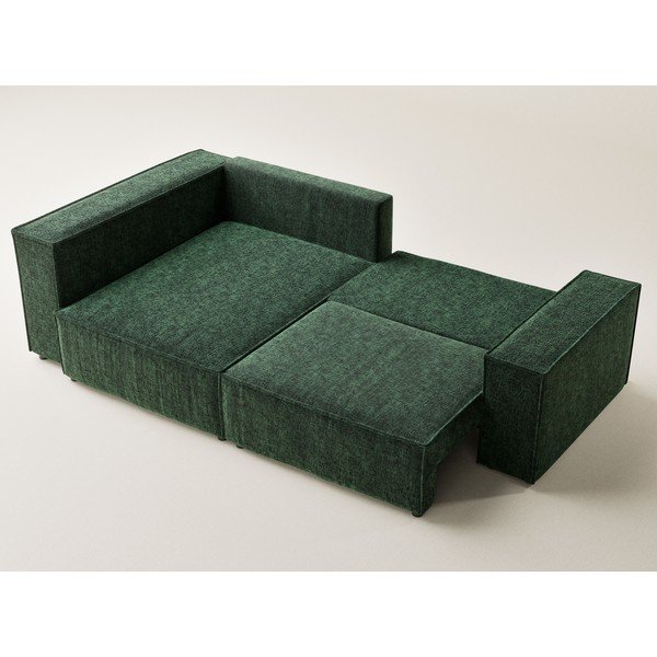 Тъмнозелен шенилов сгъваем/с място за съхранение ъглов диван (ляв ъгъл/L форма) Tonga – Maison de Rêve-image-3