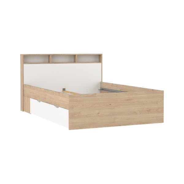 Двойно легло от дъбов декор с място за съхранение без ламелно дъно в естествен цвят 140x200 cm Ikast – Tvilum-image-2
