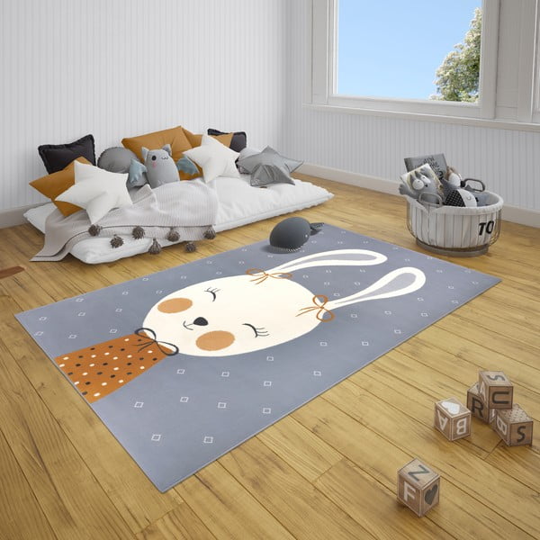 Сив детски килим 150x80 cm Bunny Polly - Hanse Home-image-1