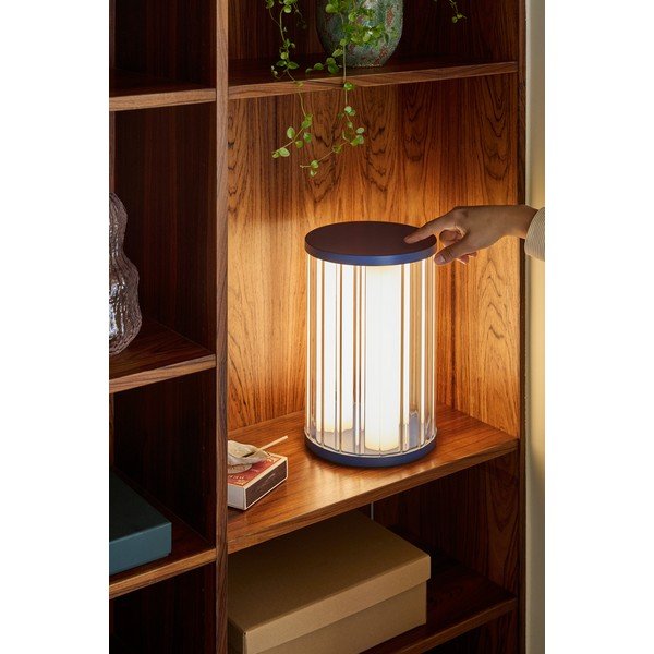 Синя стъклена LED затъмняваща се настолна лампа (височина 30 cm) Aru – Hübsch-image-1
