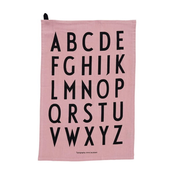 Розова памучна кърпа за чай "Азбука" в комплект от 2 броя, 40 x 60 cm - Design Letters