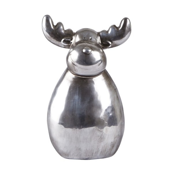 Декоративна керамична фигурка в сребристо Елен, сребриста керамика, 19,5 см - KJ Collection