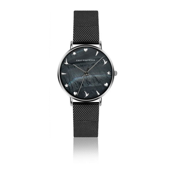 Дамски часовник с черна каишка от неръждаема стомана Rugnara - Emily Westwood