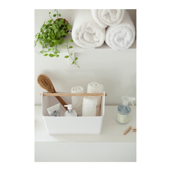 Бяла/в естествен цвят пластмасова кутия за съхранение 21x37x24 cm Favori – YAMAZAKI-image-1