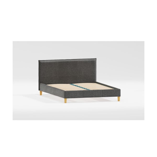 Тъмносиво двойно тапицирано легло с включена подматрачна рамка 160x200 cm Tina – Ropez