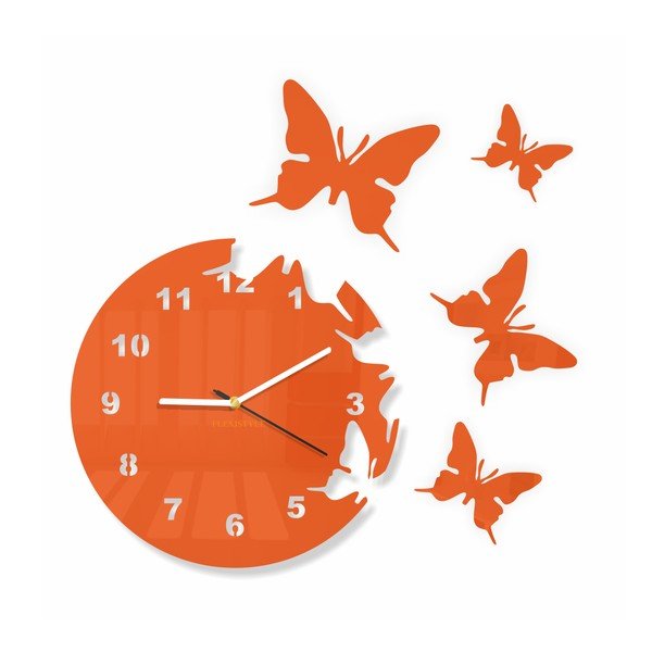 Hodiny z plexiskla Butterfly Orange