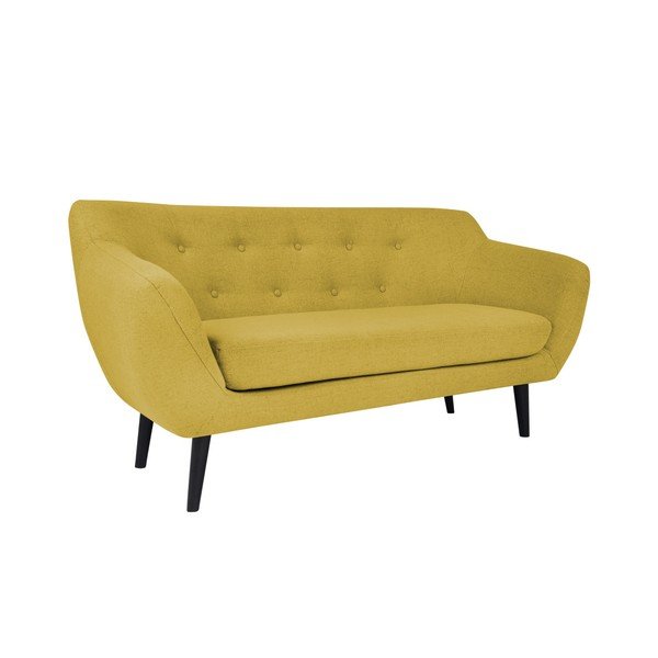 Žlutá dvoumístná pohovka s hnědými nohami Mazzini Sofas Piemont-image-1
