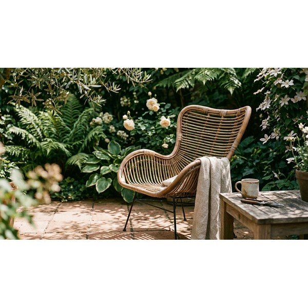 Ратанов градински стол в естествен цвят Rattan – Ego Dekor-image-1