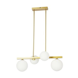 Висящо осветително тяло със стъклен абажур в бяло и златисто Kama – Candellux Lighting