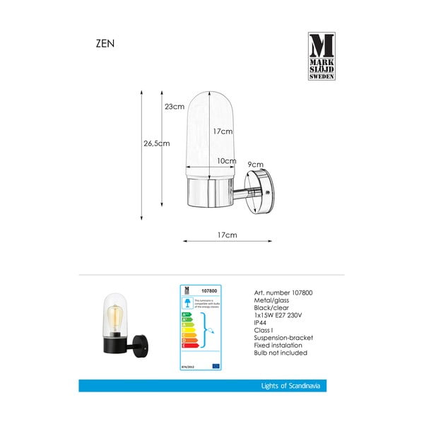 Черна стена Светлина Стена Черно Clear Zen - Markslöjd-image-2