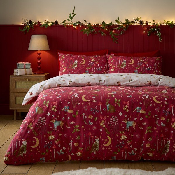 Червено единично  спално бельо 135x200 cm Christmas Enchanted Twilight – Catherine Lansfield-image-2