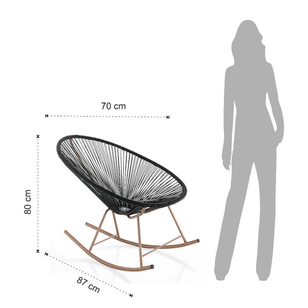 Черен люлеещ се стол, подходящ за употреба на открито Numana - Tomasucci-image-3