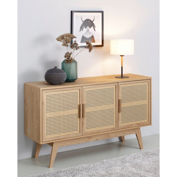 Нисък скрин от декор от дъб  в естествен цвят 128x75 cm Bridget – Støraa-image-1