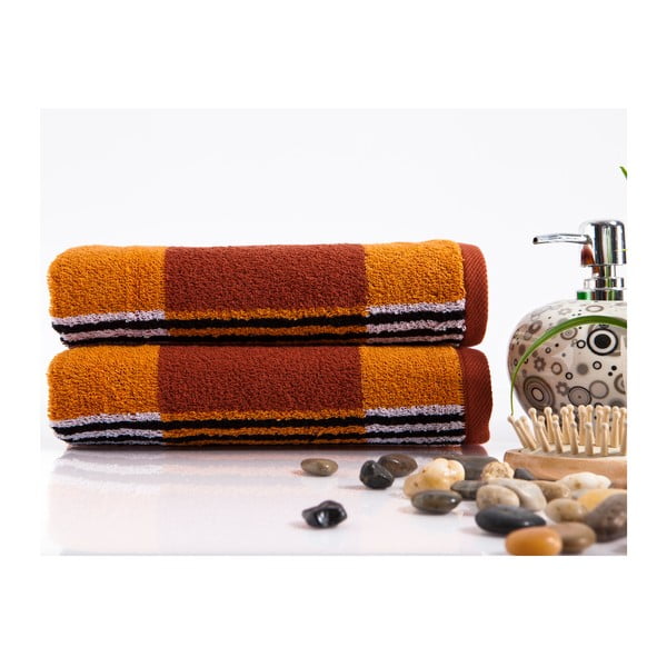 Sada 2 ručníků Stripe Orange, 45x90 cm
