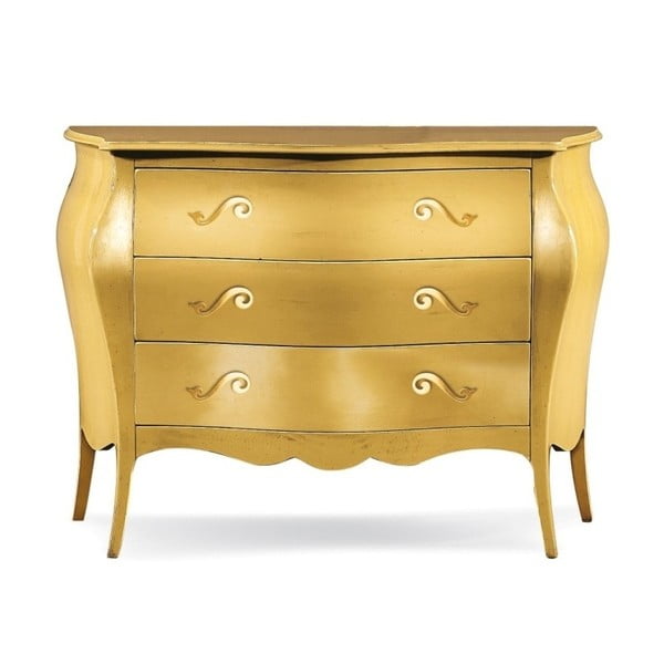 Velká dřevěná komoda ve zlaté barvě se 3 zásuvkami Castagnetti