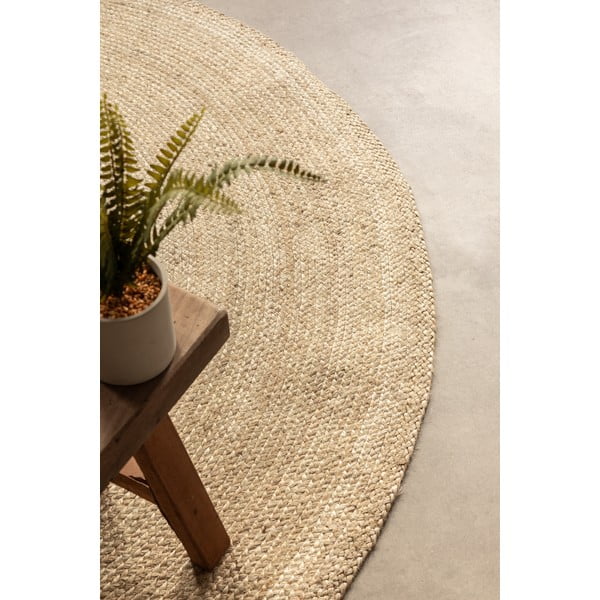 Двустранен ютен кръгъл килим в цвят слонова кост ø 200 cm Braided – Hanse Home-image-4