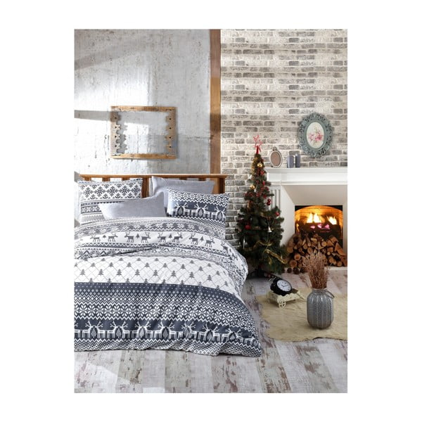 Коледно памучно спално бельо за единично легло с чаршаф Jenn, 160 x 220 cm - Unknown