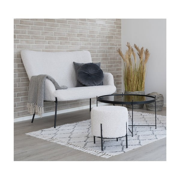 Бял диван от букле 128 cm Glasgow – House Nordic-image-1