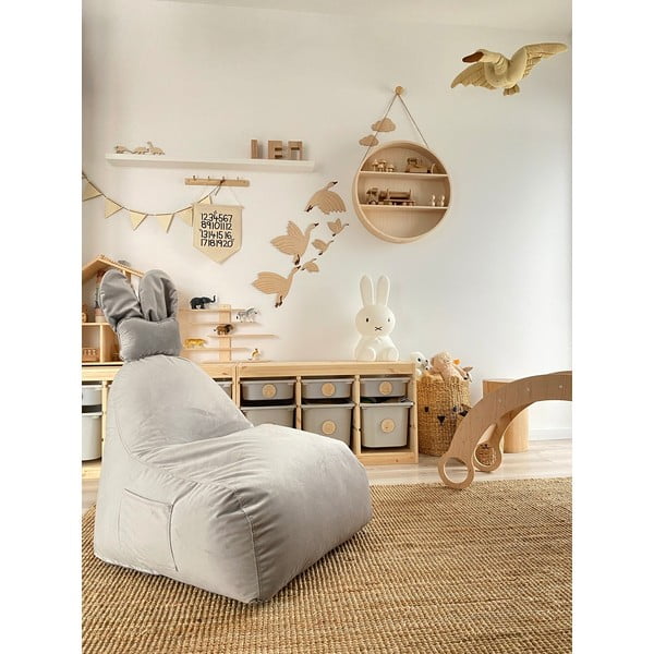 Светлосив детски пуф Funny Bunny – The Brooklyn Kids-image-1