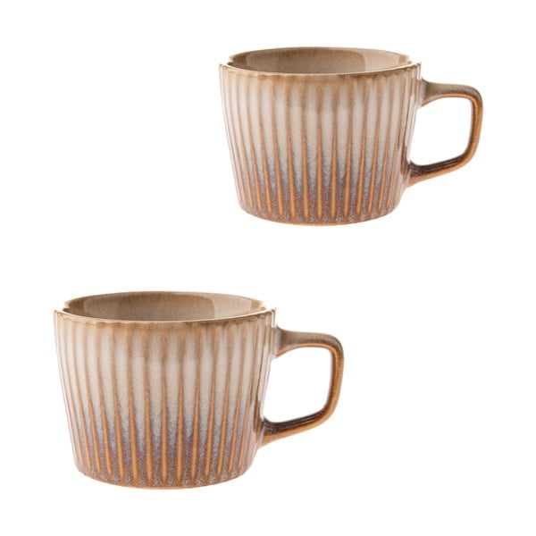 Бежови глинени чаши в комплект 2 бр. за капучино 190 ml Tone – Dakls