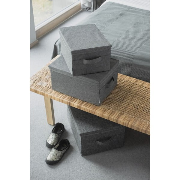 Сива текстилна кутия за съхранение с капак 35x26x19 cm Soft Storage – Bigso-image-3
