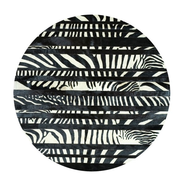 Кожен килим с мотиви на зебра, райета, ⌀ 160 cm - Pipsa