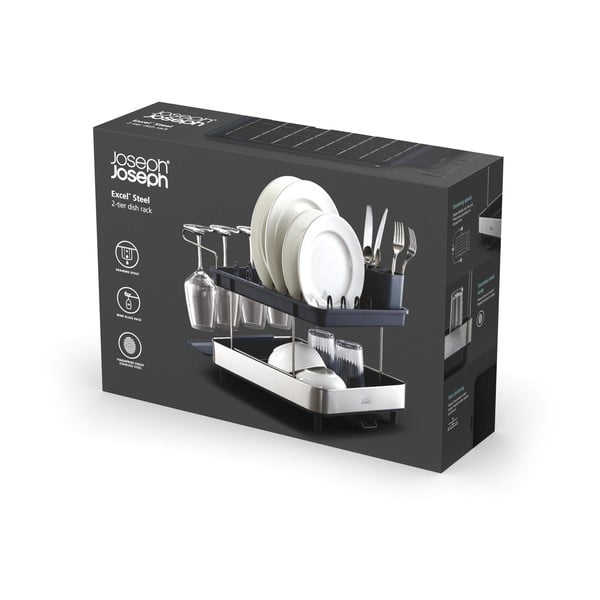 Сива двустепенна тава за оттичане от неръждаема стомана Excel - Joseph Joseph-image-4