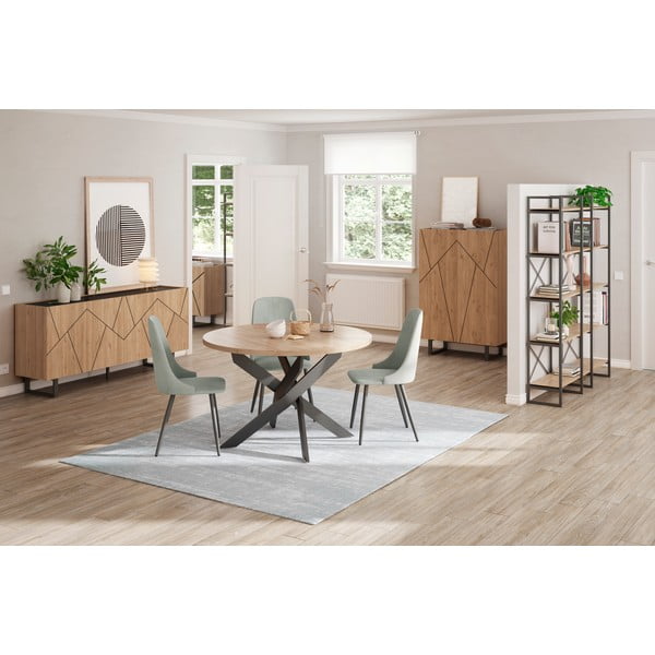 Кръгла маса за хранене с дъбов плот 120x120 cm Ther - Marckeric-image-4