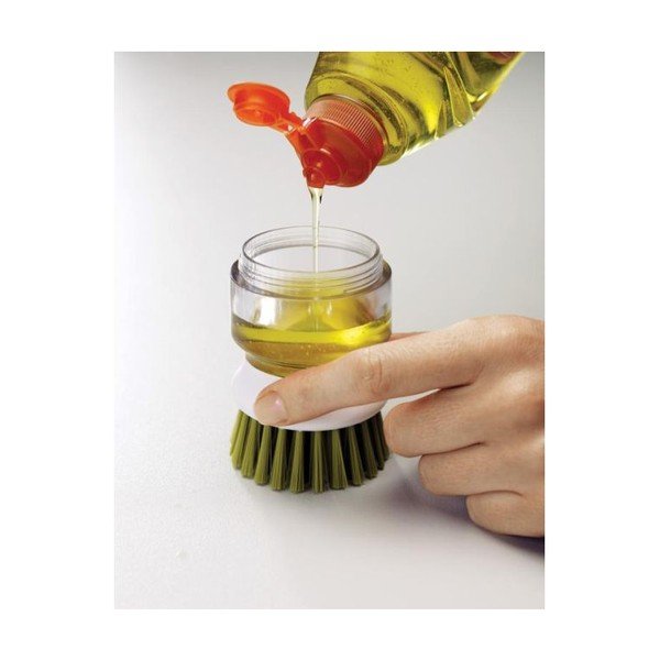 Зелена палмова четка за почистване с дозатор и стойка - Joseph Joseph-image-3