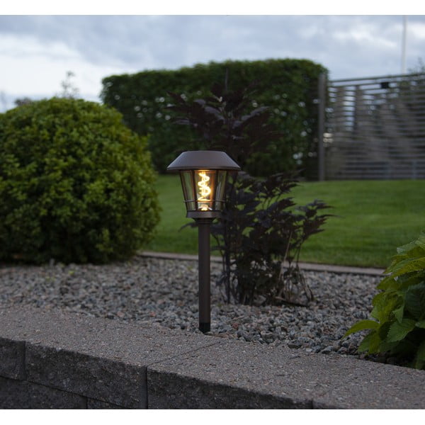 Кафяво външно соларно LED осветително тяло, височина 35 cm Fergus - Star Trading-image-3