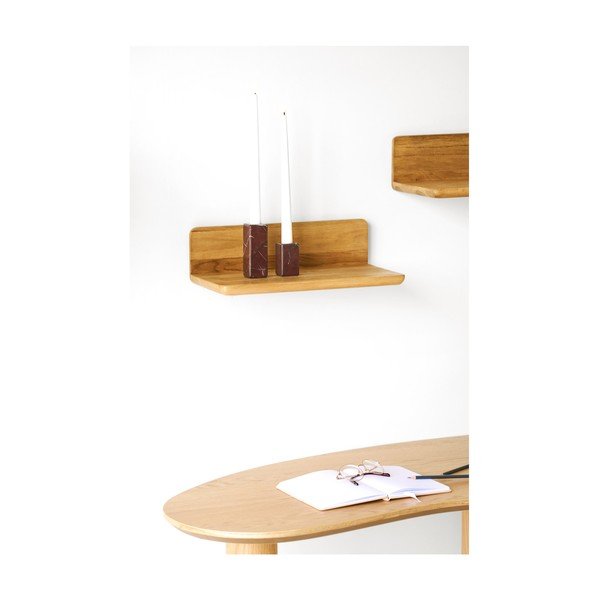 Стенен рафт от масивен дъб в светло естествен цвят 40 cm Salina – House Nordic-image-1