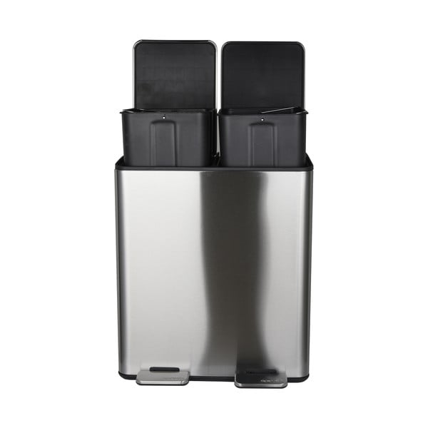 Стоманено кошче за боклук 2x20 l за рециклиране с педал в матово сребрист цвят   Aliya – Spirella-image-4