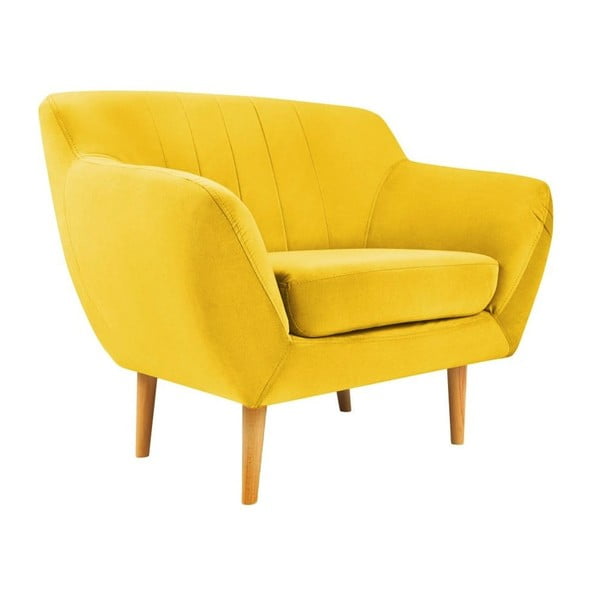 Кресло от жълто кадифе Sardaigne - Mazzini Sofas-image-2