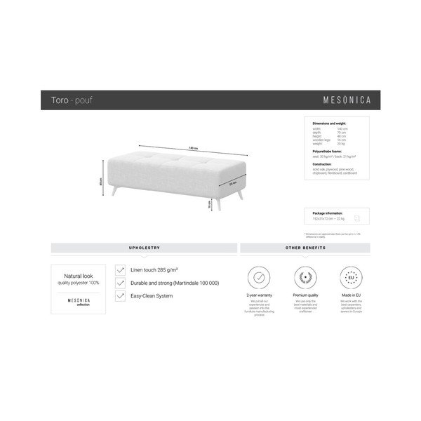 Сива табуретка за крака Toro - MESONICA-image-3