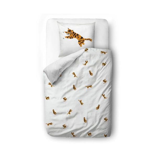 Бяло памучно спално бельо от сатен , 140 x 200 cm Tiger Crew - Butter Kings