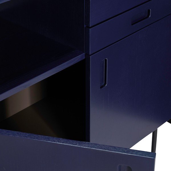 Висок скрин от масивен ясен в тъмносин и сив цвят 90x109 cm Study – Hübsch-image-2