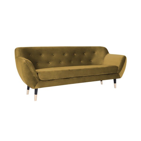 Горчичножълт диван с черни крачета Mazzini Sofas Amelie, 188 cm-image-2
