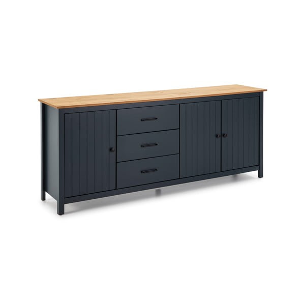 Тъмносин нисък скрин от масивен бор 190x80 cm Miranda – Marckeric-image-2