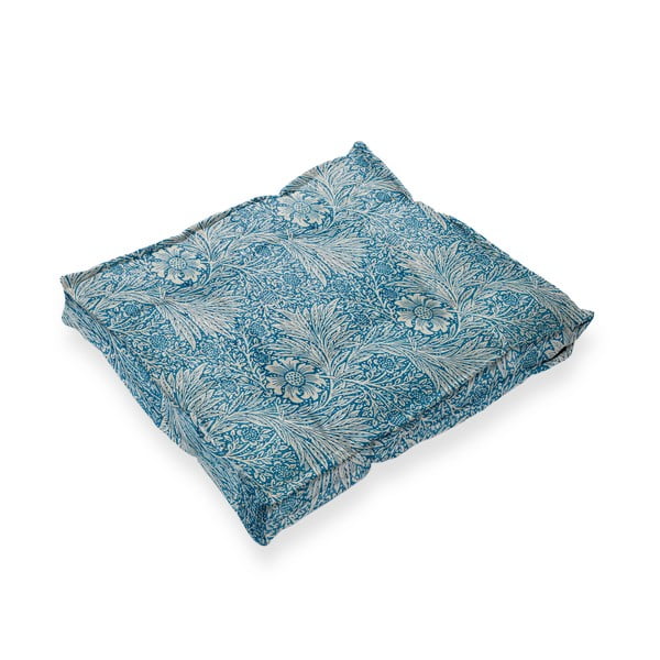 Синя възглавница за сядане с лен , 37 x 37 cm Wild Flowers - Tierra Bella