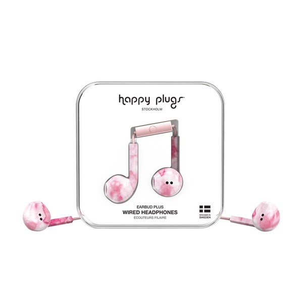 Розови печатни слушалки за уши - Happy Plugs