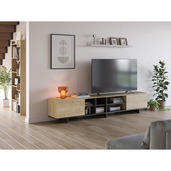 Масичка за телевизор с дъбов декор в естествен цвят 230x44 cm Cequoia - Marckeric-image-1