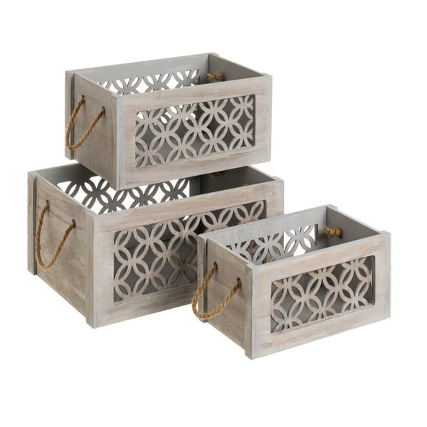 Декоративни дървени кутии за съхранение в комплект от 3 - Casa Selección