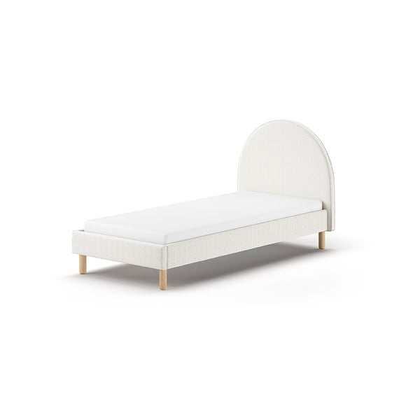 Бяло тапицирано единично легло с решетка 90x200 cm MOON - Vipack