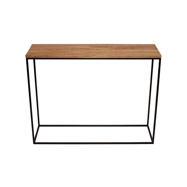 Černý konzolový stolek s deskou z dubového dřeva take me HOME Aren, 100 x 30 cm