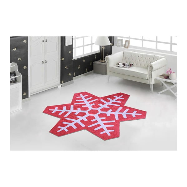 Червен и бял килим Снежинка специално, 100 x 100 cm - Vitaus