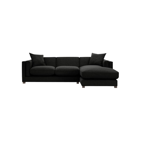 Черен ъглов диван с шезлонг от дясната страна Organdi - Rodier Intérieurs