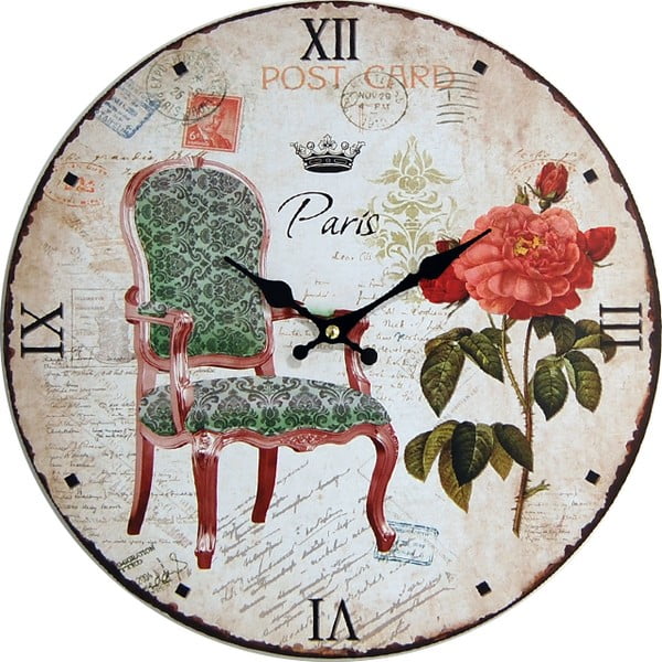 Часовник с ретро рози, 34 см - Unknown