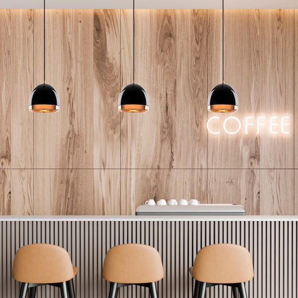 Висящо осветително тяло в черен и златист цвят с метален абажур ø 17 cm Mugo – Opviq lights-image-4