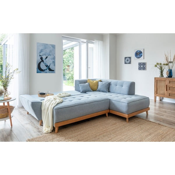 Светлосин ъглов разтегателен диван десен ъгъл Dazzling Daisy - Miuform-image-4